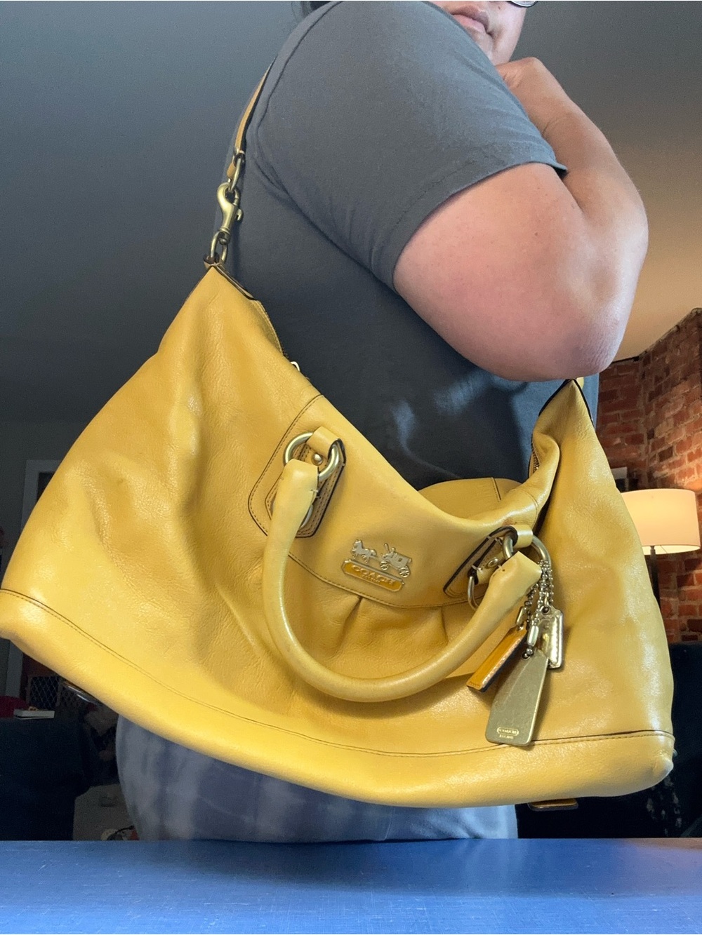 Coach Madison Large Sabrina 12949 Yellow Leather Satchel Shoulder Bag Y2K - Picture 12 of 12